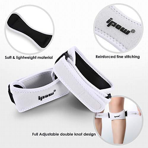 IPOW 2 Pack Knee Pain Relief & Patella Stabilizer Knee Strap Brace Support for Hiking, Soccer, Basketball, Running, Jumpers Knee, Tennis, Tendonitis, Volleyball & Squats, White [product _type] IPOW - Ultra Pickleball - The Pickleball Paddle MegaStore