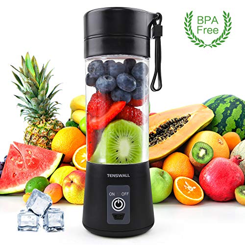 Portable Blender, Personal Size Blender Shakes and Smoothies Mini Jucier Cup USB Rechargeable Battery Strong Power Ice Blender Mixer Home Office Sports Travel Outdoors