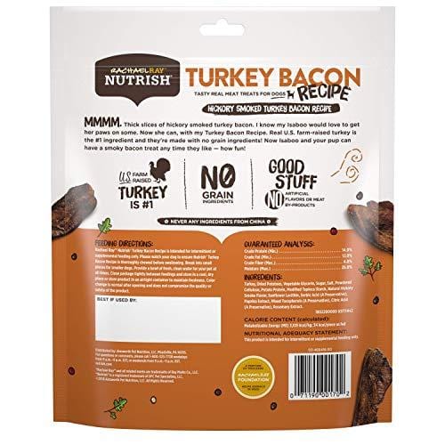 Rachael Ray Nutrish Turkey Bacon Grain Free Dog Treats, Hickory Smoked Turkey Bacon Recipe, 12 Oz.