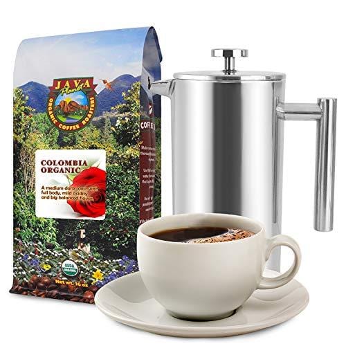 Java Planet - Colombian USDA Organic Coffee Beans, Fair Trade, Rain Forest Alliance, Low Acid, Medium Dark Roast, Whole Bean Coffee, Arabica Coffee, Gourmet Specialty Grade A - (1lb)