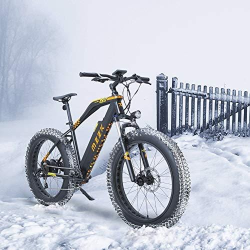 MZZK 500W Electric Mountain Snow Bike with 26 Inch Fat Tires and Removable 48V 13Ah Li-on Battery (Black)
