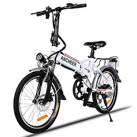 ANCHEER Folding Electric Bike with 36V 8Ah Removable Lithium-Ion Battery, 20 inch Ebike with 250W Motor and Shimano 7 Speed Shifter (Folding-White)