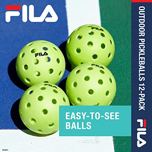 FILA Accessories Outdoor Pickleball Balls - Official Outdoor Pickleballs, Regulation Size with 40 Holes (Yellow), Pack of 4