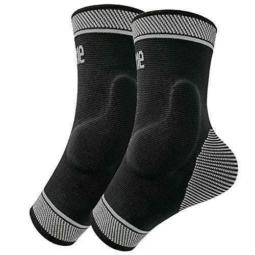 Protle Foot Socks Ankle Brace Compression Support Sleeve with Silicone Gel - Boosts Recovery from Joint Pain, Sprain, Plantar Fasciitis, Heel Spur, Achilles tendonitis (Large, Pair-Black)