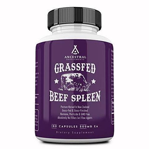 Ancestral Supplements Grass Fed Beef Spleen (Desiccated) - Immune, Allergy, Iron (5 X's More Heme Iron Than Liver)