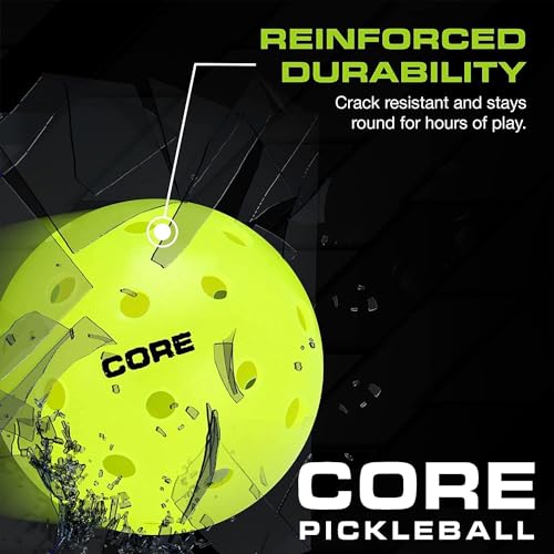 CORE Pickleball Balls for Professionals and All Levels of Play, USA Pickleball Approved Durable Outdoor Pickleball Balls with 40 Holes (3 Pack)