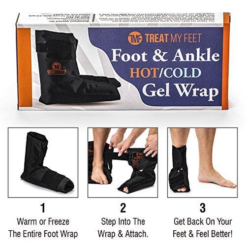 Foot & Ankle Pain Relief Hot/Cold Gel Wrap - Effectively Relieve Foot and Ankle Aches & Pains Using Compression Gel Ankle Ice Pack Wrap - Heated or Cooled, Targets All Areas of Ankle & Foot