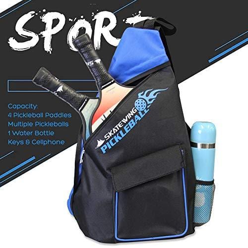 SKATEWING Professional Sports Pickleball Paddle Sling Carry Bag-Official Pack of China Shenzhen Pickleball Association (Blue)