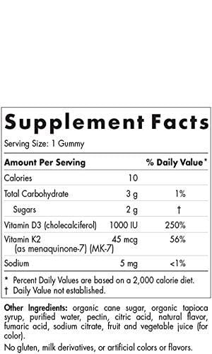 Nordic Naturals Vitamin D3 Plus K2 Gummies - Vitamin D3 from Natural Cholecalciferol for Optimal Calcium Absorption With Vitamin K2, Supports Formation of Healthy Bones, Pomegranate Flavor, 60 Count