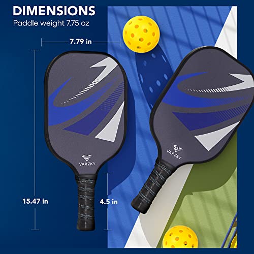 VARZKY Pickleball Paddles Set of 2 - USAPA Carbon Fiber Paddles with Advanced Polymer Honeycomb Core Technology - Lightweight Paddles with Anti-Slip Cushioned Grip - Beginners and Professional