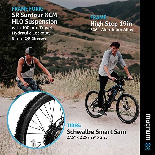 Magnum Peak Premium Electric Mountain Bike - 500-700W Motor - Large Capacity 48V13A - Lithium Battery -29" Wheels - Ebikes for Adults - Black