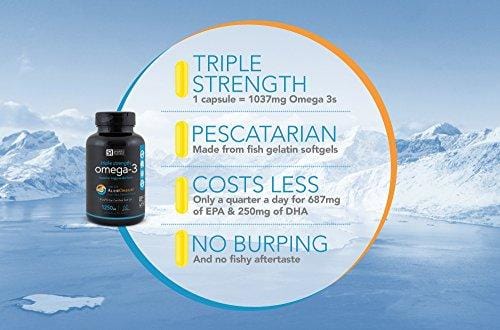 Omega-3 Wild Alaskan Fish Oil (1250mg per Capsule) with Triglyceride EPA & DHA | Heart, Brain & Joint Support | IFOS 5 Star Certified, Non-GMO & Gluten Free (180 Softgels)
