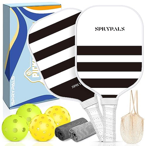 Sprypals Pickleball Paddles, USAPA Approved, Fiberglass Surface Pickleball Set with 2 Rackets, 4 Balls, Bag, Pickleball Paddles Gifts for Beginners& Intermediate Players (Horizontal)