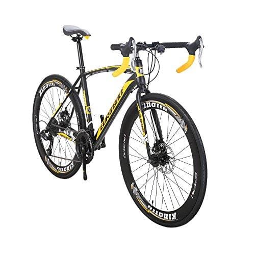 Eurobike Road Bike EURXC550 27 Speed 700C 49Cm Road Bike Frame Dual Disc Brake Bicycle Black-Yellow