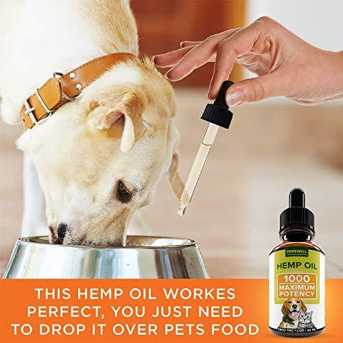 Hemp Oil for Dogs and Cats - 1000mg - Stress & Anxiety Relief - Advanced Formula - Grown & Made in USA - Supports Hip & Joint Health, Natural Relief for Separation Anxiety.