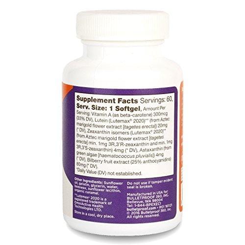 Bulletproof Eye Armor, Block Blue Light Burnout (60 Capsules)