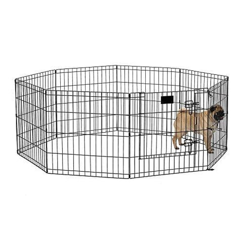 MidWest Foldable Metal Exercise Pen / Pet Playpen, Black w/ door, 24"W x 24"H