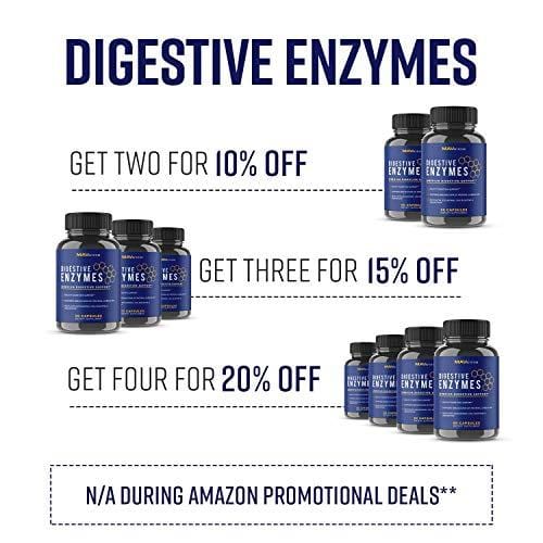 Digestive Enzymes + Probiotics Supplement Designed to Decrease Bloating and Flatulence with Protease Enzyme, Bromelain, and Papain; Digestion Aid with Three Powerful Strains of Bacteria; NON-GMO