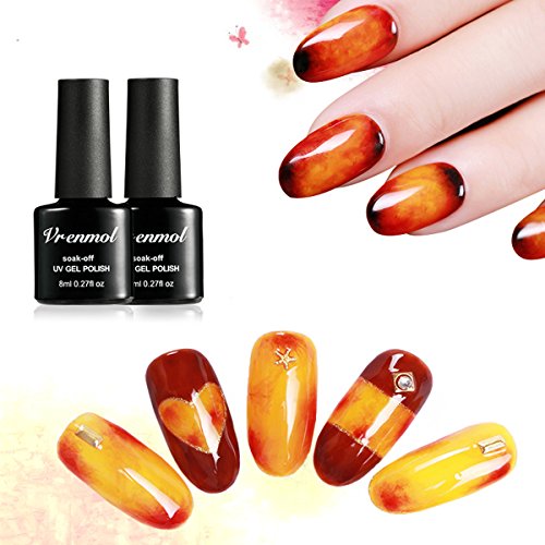 Vrenmol 2 Colors Blossom Gel Polish Soak Off UV LED White Clear Magic Blooming Gel Beautiful Flower Nail Art 0.27 fl.oz.