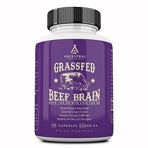 Ancestral Supplements Grass Fed Brain (with Liver) - Supports Brain, Mood & Memory Health (180 Capsules)