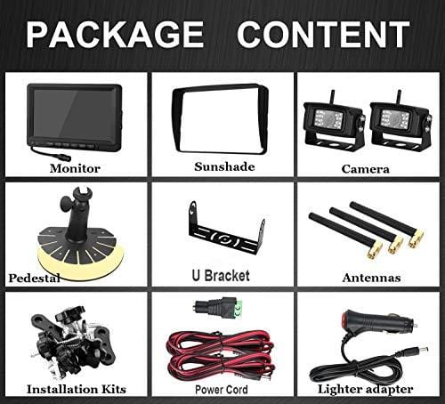 FHD 1080P Digital Wireless 2 Backup Camera for RVs/Trailers/Trucks/Motorhomes/5th Wheels 7''Monitor with DVR Highway Monitoring System IP69K Waterproof Super Night Vision