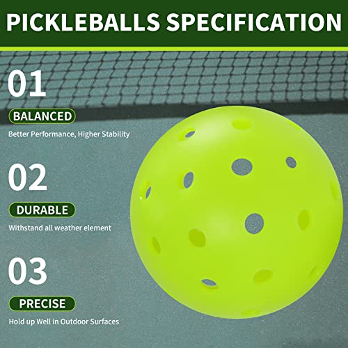 Pickleballs, 40 Holes Outdoors Pickleball Balls, 4/12/30 Pack of Pickle Balls Standard, High Elasticity & Durable Pickle Balls for All Style Pickleball Paddles (30pcs Rotational Molding Pickleballs)