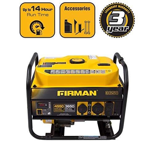 Firman P03601 4550/3650 Watt Recoil Start Gas Portable Generator cETL Certified, Black