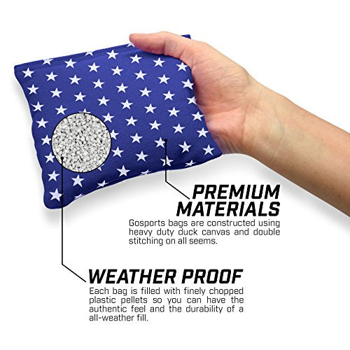 GoSports CH-BAGS-8-AMERICA Official Regulation Cornhole Bean Bags Set (8 All Weather Bags) - Red/Blue & American