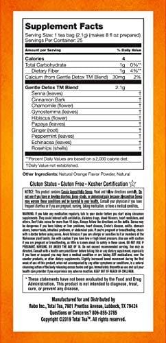 Total Tea Gentle Detox Tea. Caffeine Free - Keto Diet - Gluten Free Herbal Tea Cleanse Supplement with Senna - Liver Detox Cleanse for Weight Loss - Colon Cleanse Sleep Tea Paleo - 25 Sealed Teabags