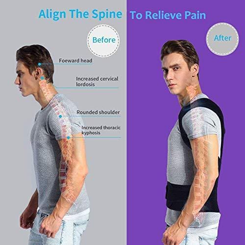 Back Brace Posture Corrector for Women and Men Back Lumbar Support Shoulder Posture Support for Improve Posture Provide and Back Pain Relief (27.5"-49.5") Waist-L