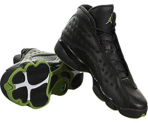 Air Jordan 13 Retro Big Kids' Basketball Shoes Black/Altitude Green 414574-042 (5.5 M US)
