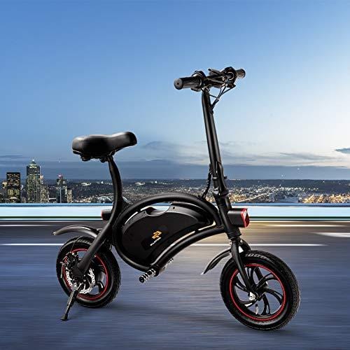 S AFSTAR Safstar Folding Electric Bicycle Lightweight and Aluminum E-Bike 20 mph 12 Mile Range Electric Bike with 350W Powerful Motor and 36V 6Ah Lithium Battery (Black)