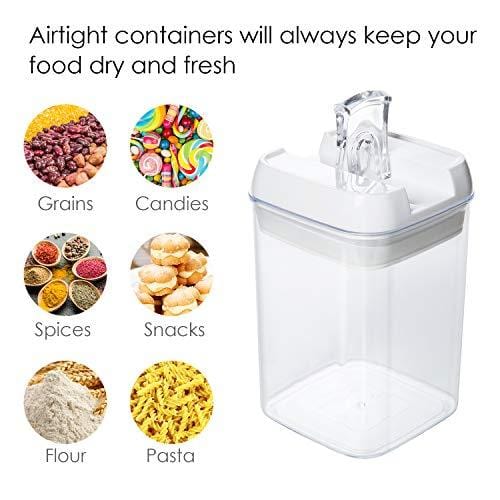 Airtight Food Storage Containers,Vtopmart 7 Pieces BPA Free Plastic Cereal Containers with Easy Lock Lids,for Kitchen Pantry Organization and Storage,Include 24 Free Chalkboard Labels and 1 Marker