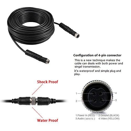 Heavy Duty Vehicle Truck Bus Backup Camera System,Waterproof Night Vision Rear View Camera with 7 inch Monitor+66ft 4 PIN Camera Cable for Bus Truck Van Trailer RV Campers Motor Home(12V 24V)