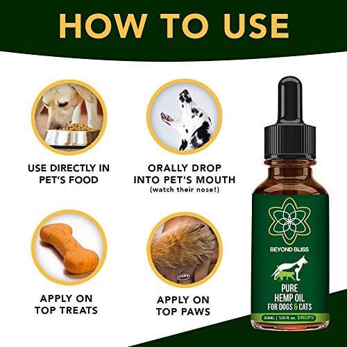 Beyond Bliss Hemp Oil for Dogs & Cats - 550 milligrams daily- Joint Pain - Separation Anxiety - Chronic Pain Relief - Organic & Natural - Anti-Inflammatory - Grown & Made in USA - Omega 3, 6, 9