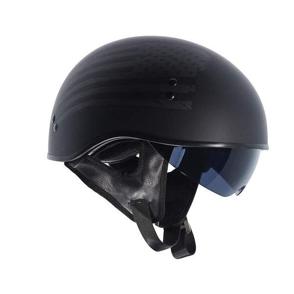 TORC T55 Spec-Op Half Helmet with 'Flag" Graphic (Flat Black, Large)