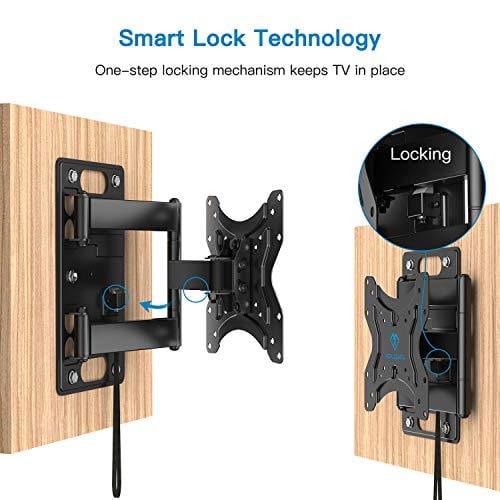 Perlesmith RV Lockable TV Wall Mount for Most 23-43 Inch LED, LCD, OLED Plasma, Flat Screen TVs Full Motion with Articulating Arm Bears up to 77 lbs Swivels Tilts Extends for MotorHomes Camper Trailer