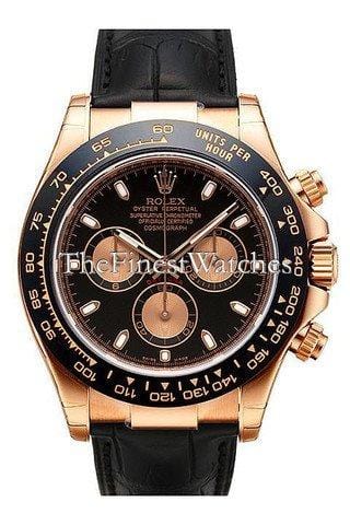 Rolex Daytona Pink Gold Strap Watch, Bronze Arabic Dial
