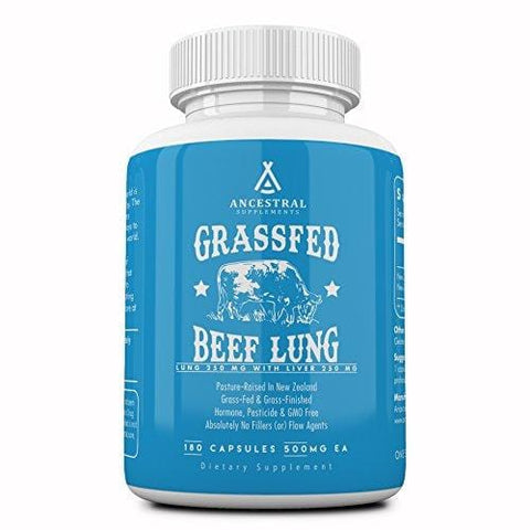 Ancestral Supplements Beef Lung (w/Liver) - Supports Lung, Respiratory, Vascular and Circulatory Health (180 Capsules)