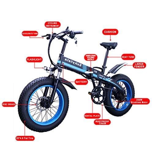 KEANTY 20" Folding Electric Mountain Bike, Fat Tire Electric Bike Beach Snow Mountain Bicycle with 36V/10AH Large Capacity Lithium Battery and Two Cycling Modes (Green)