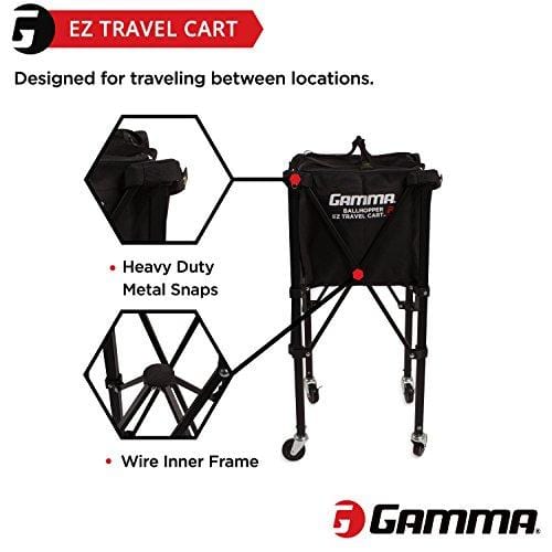 Gamma Sports EZ Travel Cart Pro 150 Ball Hopper, Black [product _type] Gamma Sports - Ultra Pickleball - The Pickleball Paddle MegaStore