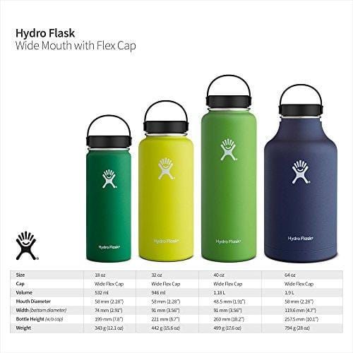 Hydro Flask W18TS110 Mouth 18 oz. Wide Water Bottle, 532 ml, White