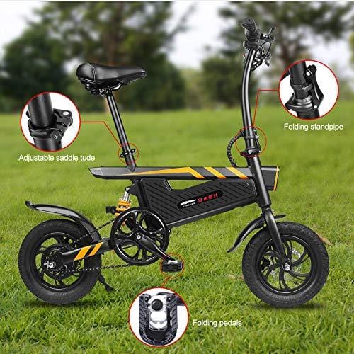 Vailsa 250W Portable Electric Bike/Bicycle with Foldable Pedal and Fat Tire Power Assist Aluminum Frame, Max Speed Up to 25km/h with 50 km Range