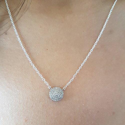 Dazzlingrock Collection 0.10 Carat (Ctw) 14K Round Diamond Ladies Circle Pendant 1/10 CT, White Gold