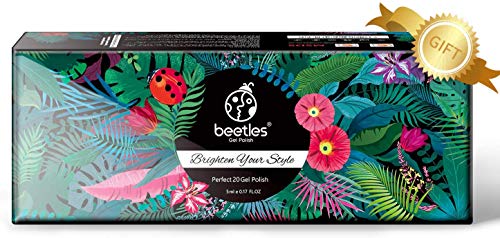 Beetles 23 Pcs Gel Nail Polish Kit - Soak Off LED Lamp Gel Polish Set Black White Glitter Nail Gel Polish with No Wipe Base and Top Coat for Nail Art Salon Starter Manicure New Year Holiday Gifts Box