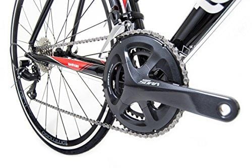 Tommaso Tiempo - Closeout XS, Small Sizes Only - Endurance Aluminum Road Bike, Carbon Fork, Shimano Sora, 18 Speeds, Aero Wheels - Black/Red/White - Extra Small