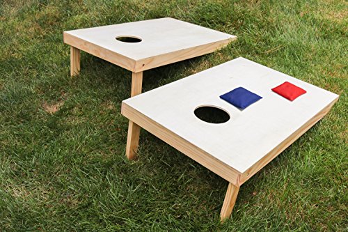 Backyard Champs Corn Hole Outdoor Game: 2 Regulation Wood Cornhole Boards and 8 Bean Bags, 2 x 3 Foot, Natural