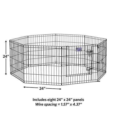MidWest Foldable Metal Exercise Pen / Pet Playpen, Black w/ door, 24"W x 24"H