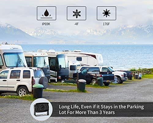 Fookoo Ⅱ HD Backup Camera Syste HD Backup Camera System Kit,1080P 7'' Split Screen Monitor+IP69 Waterproof Rear View Camera for Bus/Truck/Trailer/Box/RV/Trailer/Tractor/ 5th Wheel (FHD3)