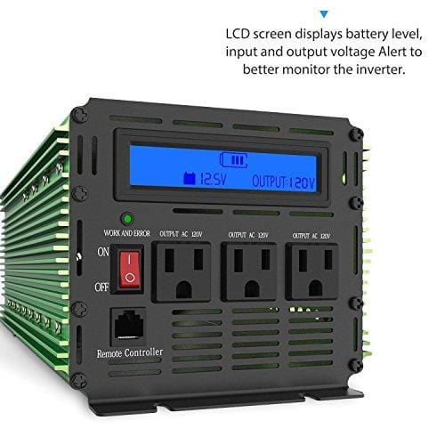 EDECOA 2000W Power Inverter 12V DC to 110V AC Power Converter with Remote Controller